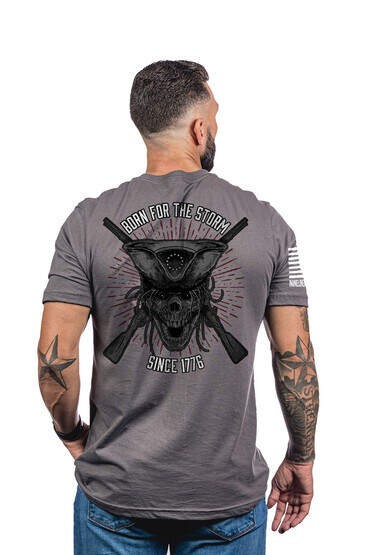 Born for the storm Nine Line shirt in grey from the back